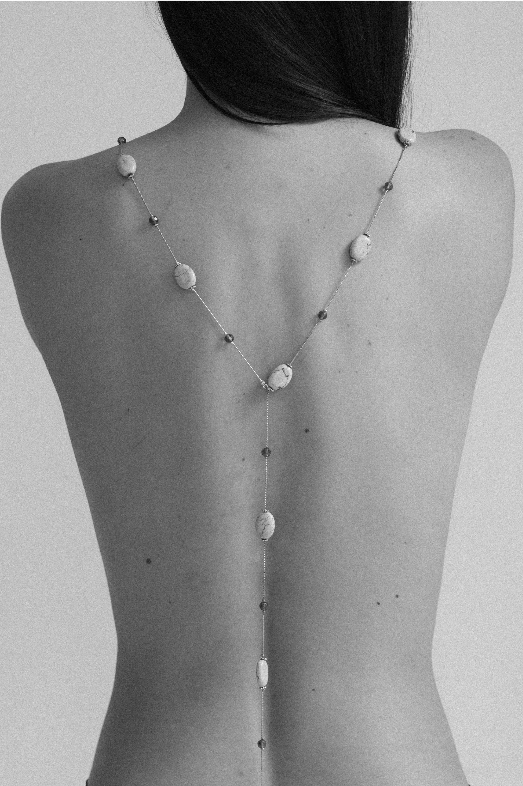 Monica Necklace & Body Chain in Sterling Silver with Turquoise