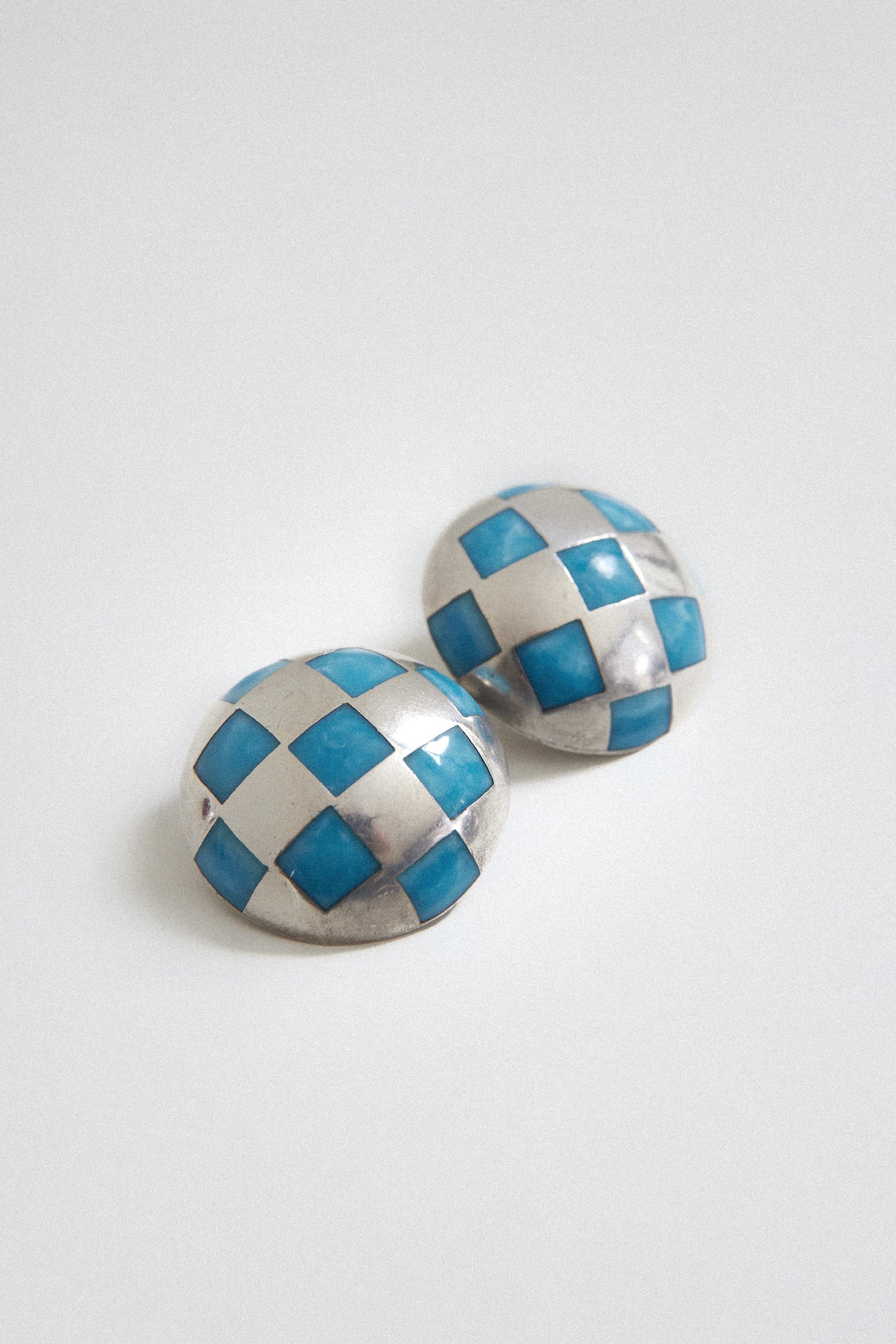 Checkered Sterling Silver Earrings