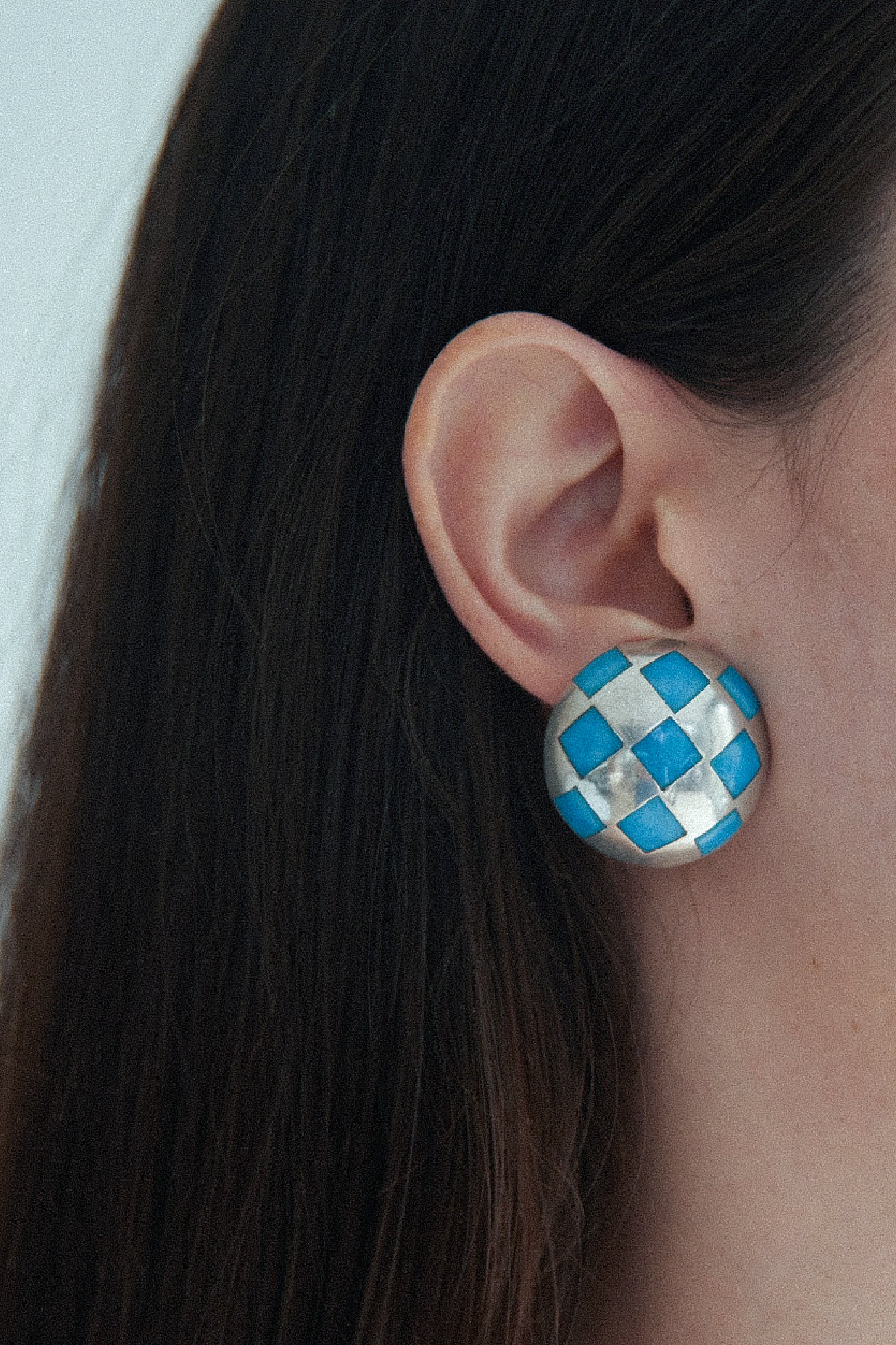 Checkered Sterling Silver Earrings